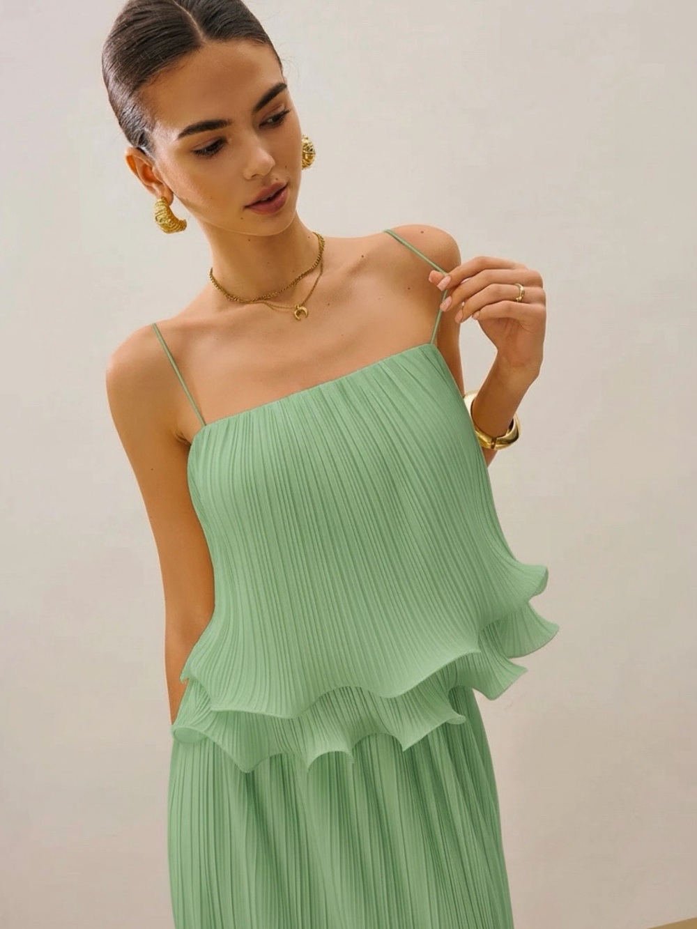 Commense Pleated Layered Ruffle Skirt Set - Picture 8 of 13